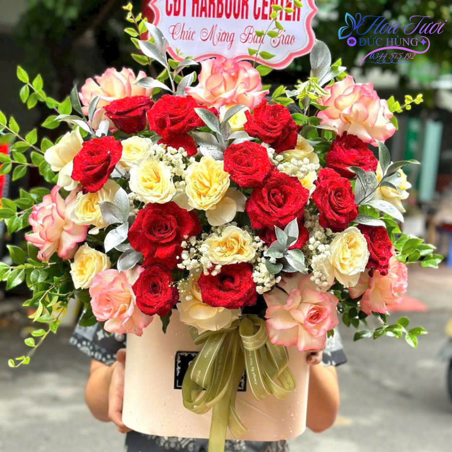 Giỏ Hoa Hồng Vàng Đẹp GH019